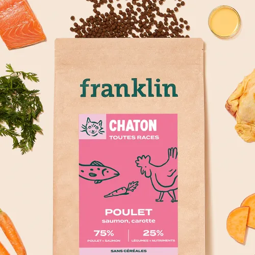 Photo de Croquettes Franklin Chaton (Poulet - Saumon - Carotte)