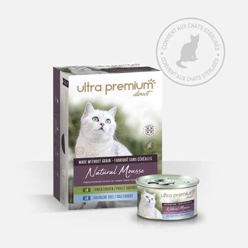 Photo de Ultra Premium 36 boîtes de mousse pour chat sans céréales – Natural mousse sole / poulet