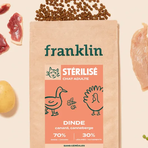 Photo de Croquettes Franklin Chat Stérilisé (Dinde - Canard - Canneberge)